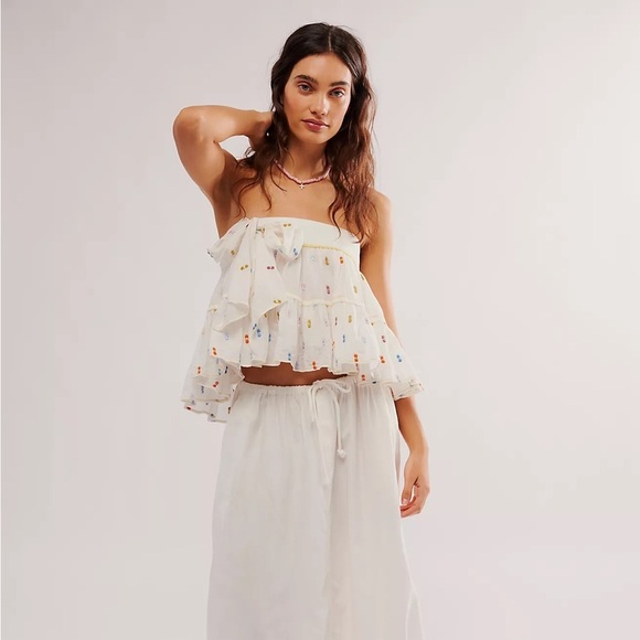 Free People Tie A Bow Top- Strapless Cropped Top- Small - Picture 3 of 12